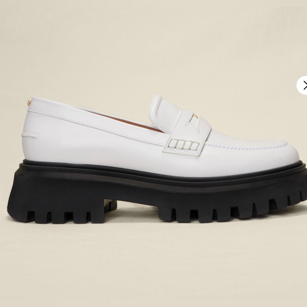 Maje Leather Platform Loafers White Size 38 (US 7) 
New in Box